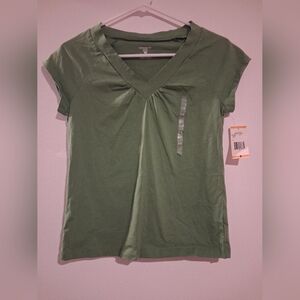 Cherokee Green V-Neck Short Sleeve Tee